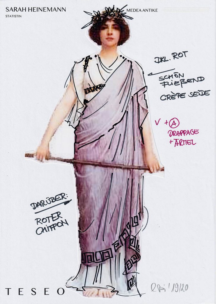 Statistin, Entwurf von Esther Bialas für die Oper Teseo