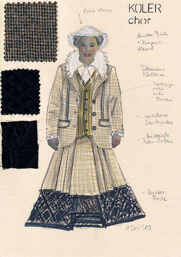 Kostümentwürfe von Esther Bialas für LUCIA DI LAMMERMOOR Hamburger Staatsoper